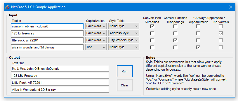 NetCase 4.4 VB Sample Application NetCase for .NET Screen Shot