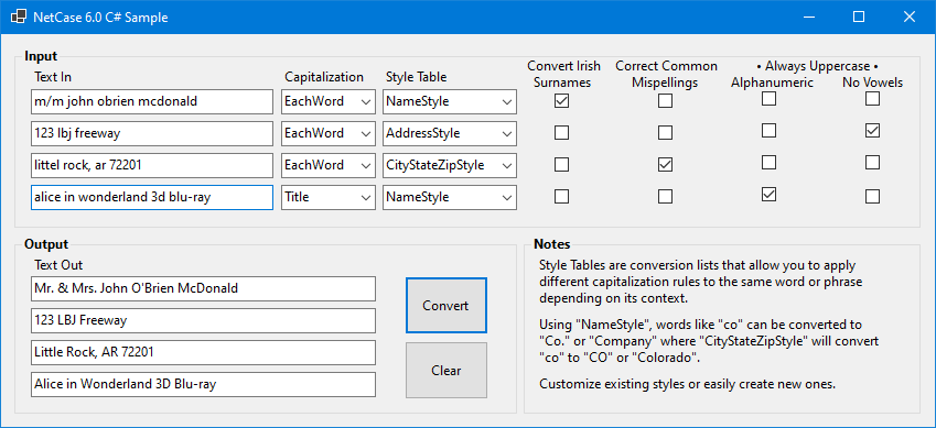 NetCase 4.4 VB Sample Application NetCase for .NET Screen Shot